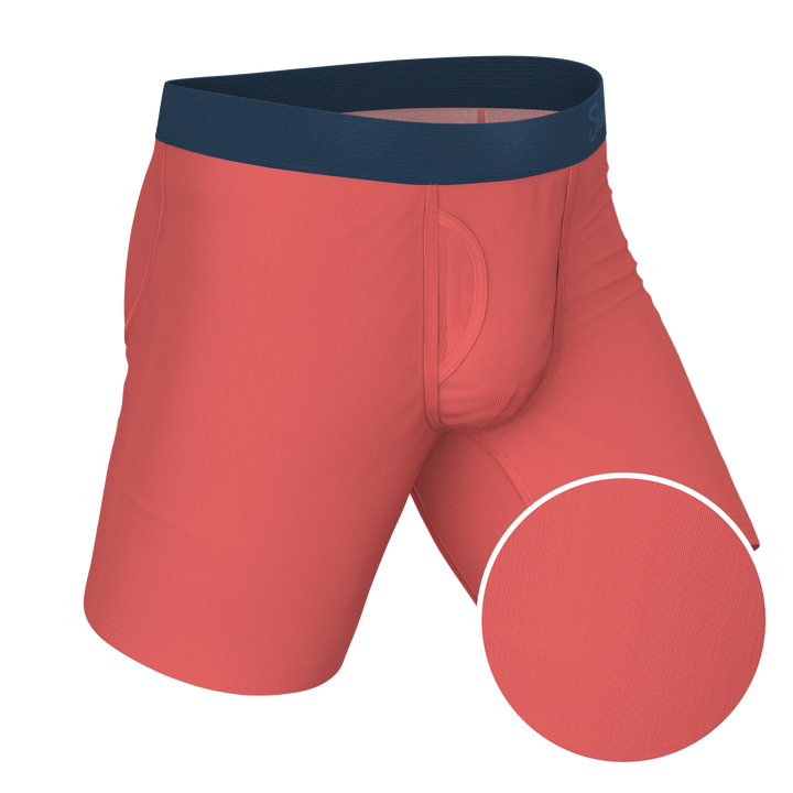 The Cherry Tomato | Coral Red Long Leg Ball Hammock® Pouch Underwear With Fly