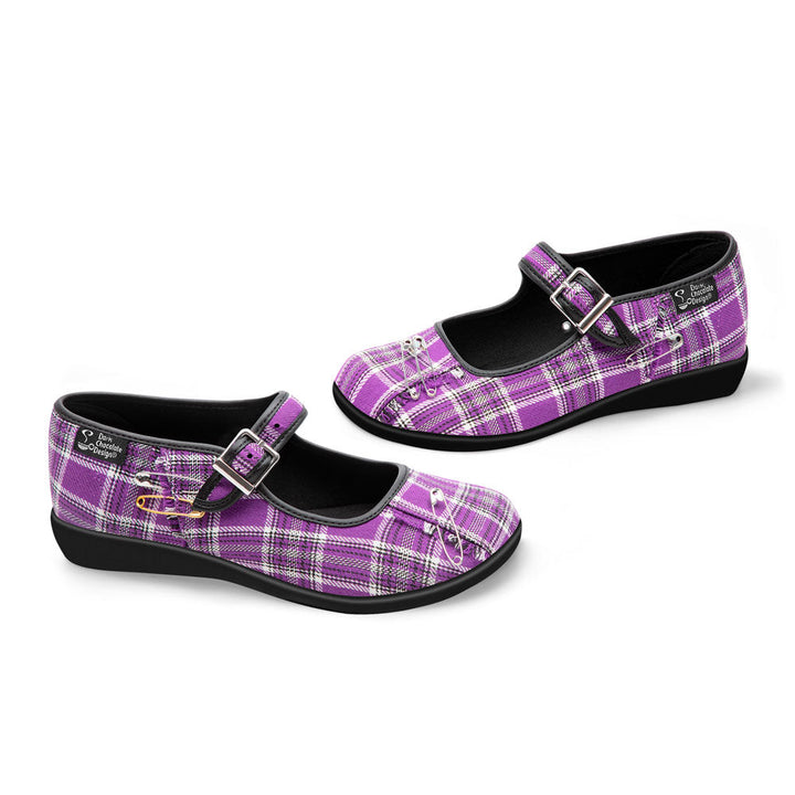 Purple Tartan Women's Mary Jane Flats