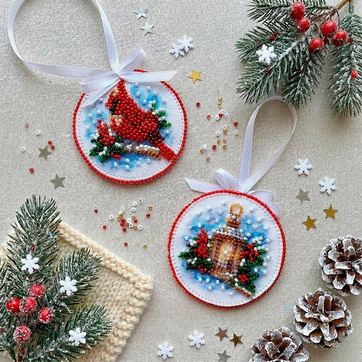 Christmas Singing Bead Embroidery Decoration Kit by Abris Art ABT-065