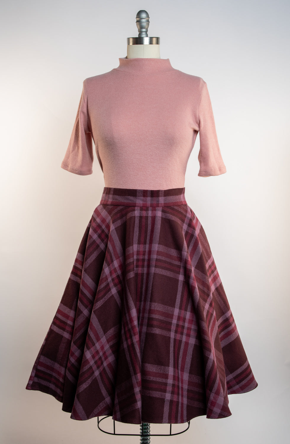 Haute Circle Skirt - Flannel, Cranberry Plaid