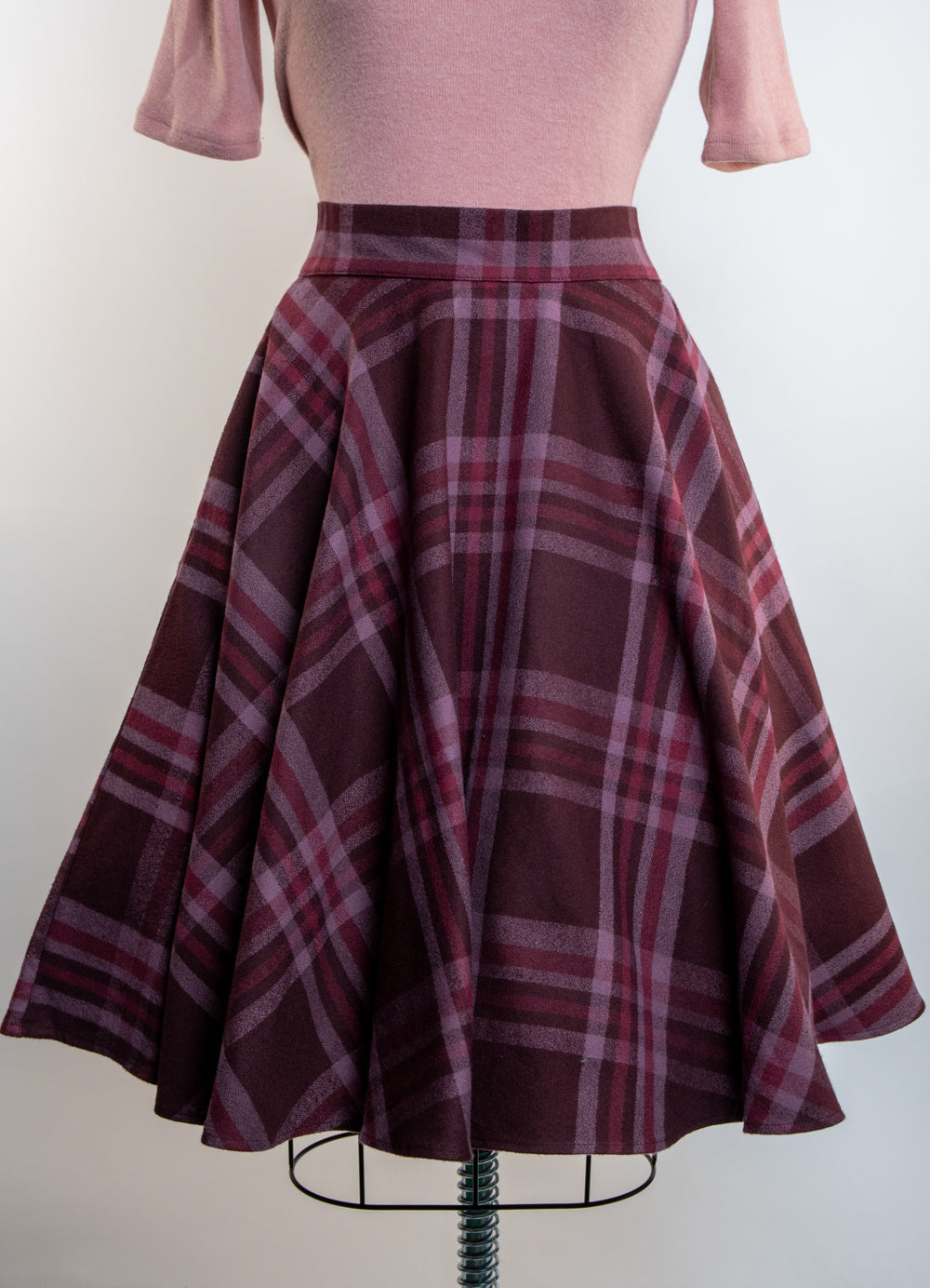 Haute Circle Skirt - Flannel, Cranberry Plaid