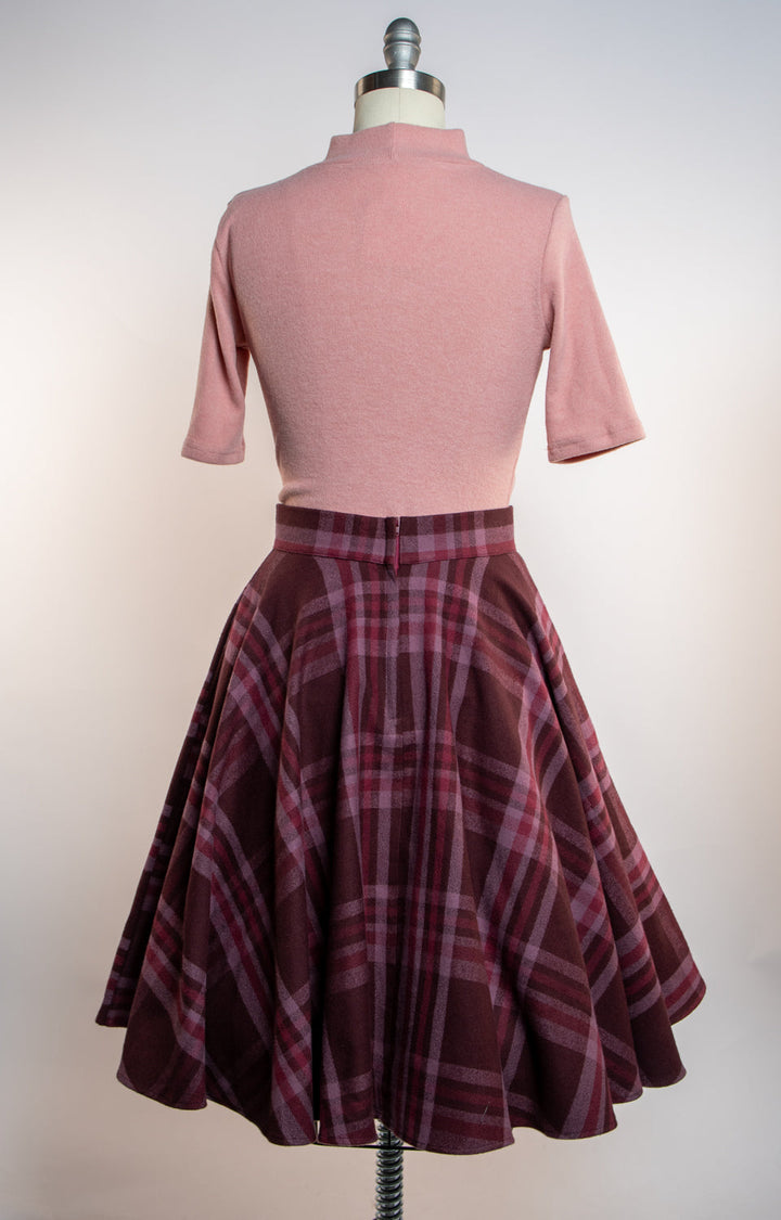 Haute Circle Skirt - Flannel, Cranberry Plaid
