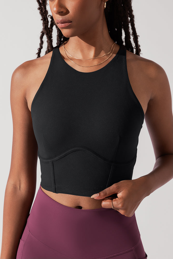 Cleo Corset Crop Bralette - Black