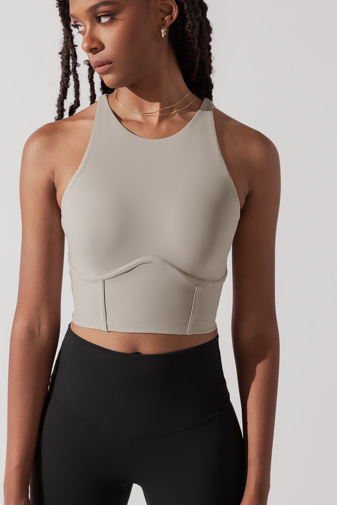 Cleo Corset Crop Bralette - Taupe