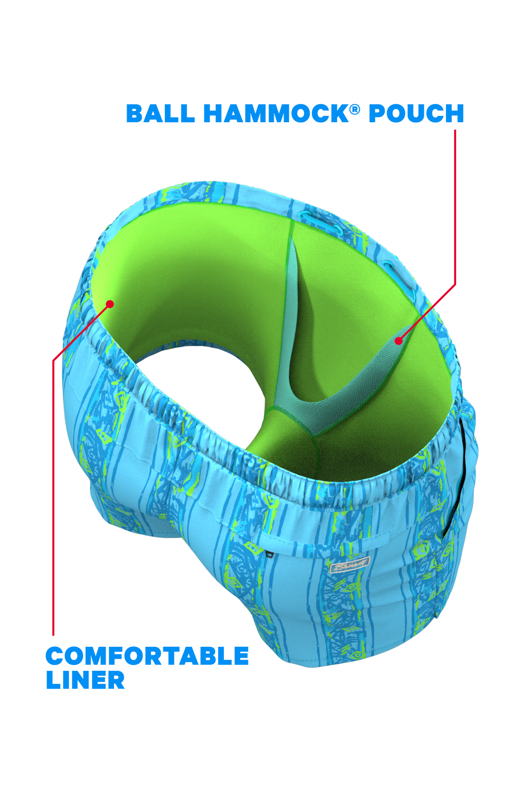 The Conch Shell | Light Blue Retro Ball Hammock® Pouch 8" Swim Trunks