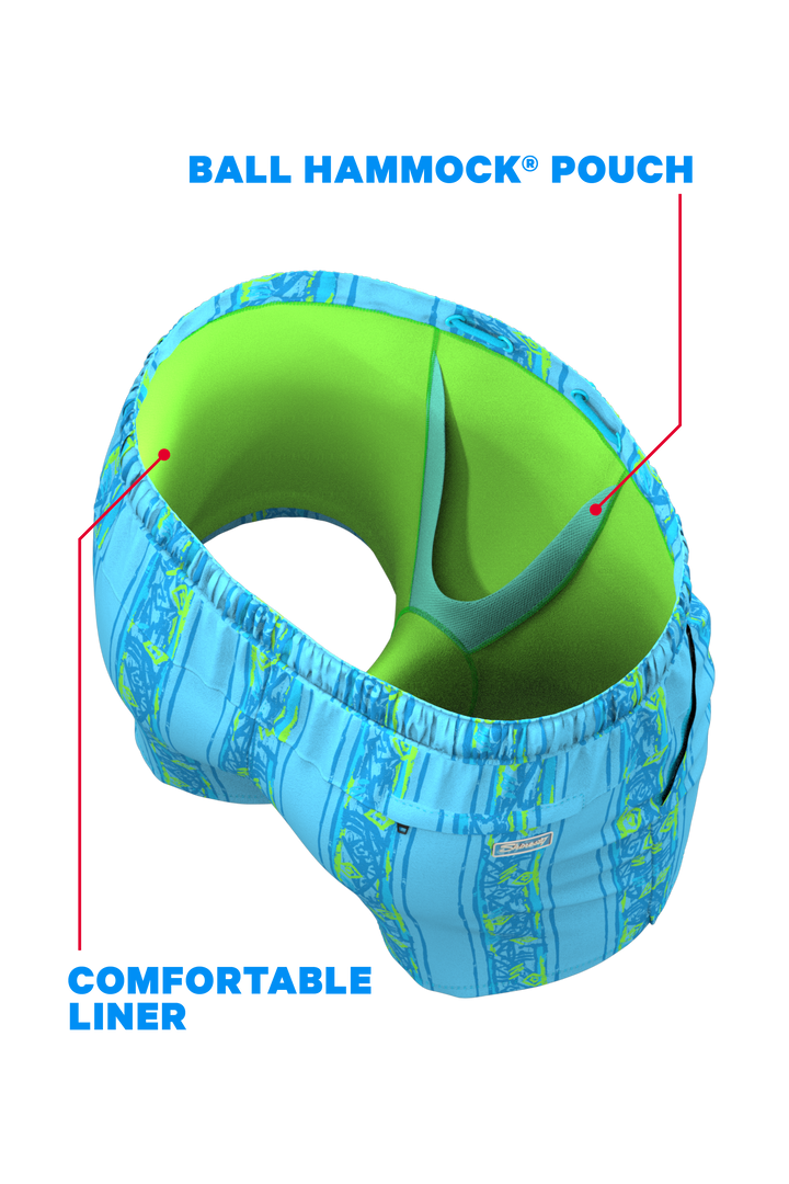 The Conch Shell | Light Blue Retro Ball Hammock® Pouch 8" Swim Trunks