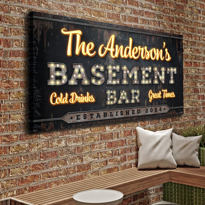 Custom Vintage Rust Basement Bar Sign III