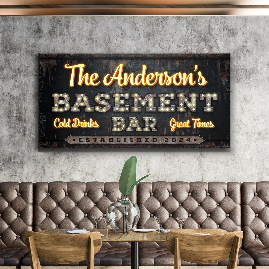 Custom Vintage Rust Basement Bar Sign III