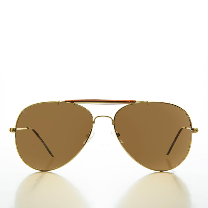 Gold Glass Lens 60mm Aviator Sunglasses - Dino