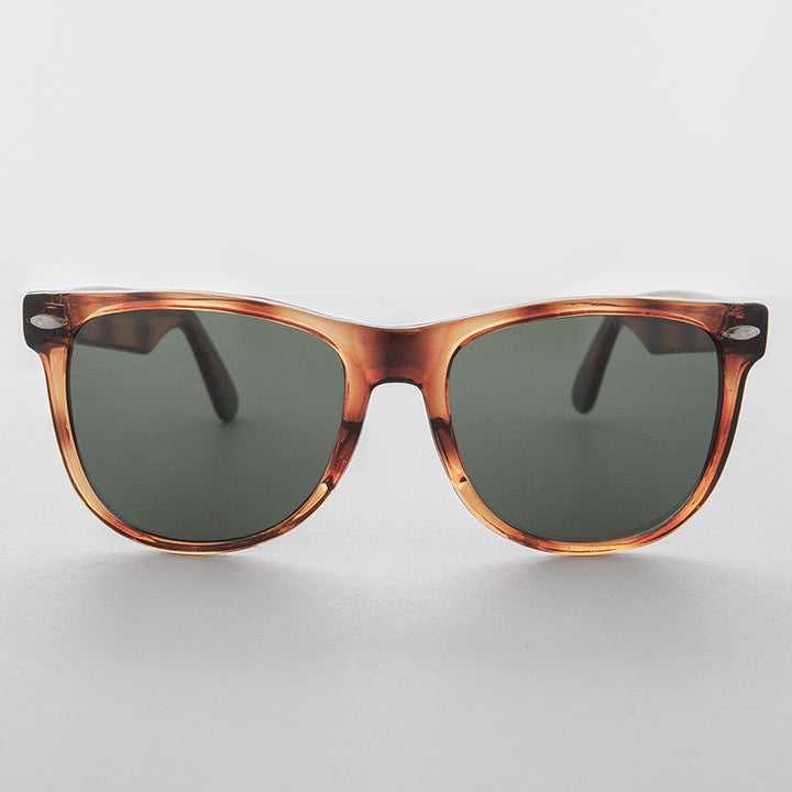 Classic Square Tortoise Vintage Sunglass with Glass Lens - Draper