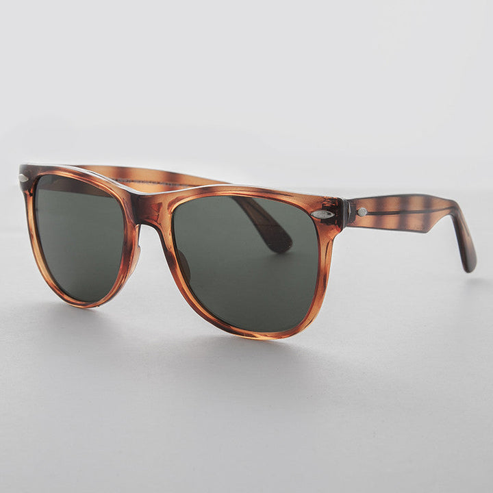 Classic Square Tortoise Vintage Sunglass with Glass Lens - Draper