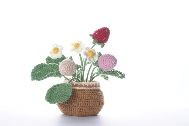 Strawberry. Potted Plant Amigurumi DIY Crochet Kit Wizardi F07N8-M32