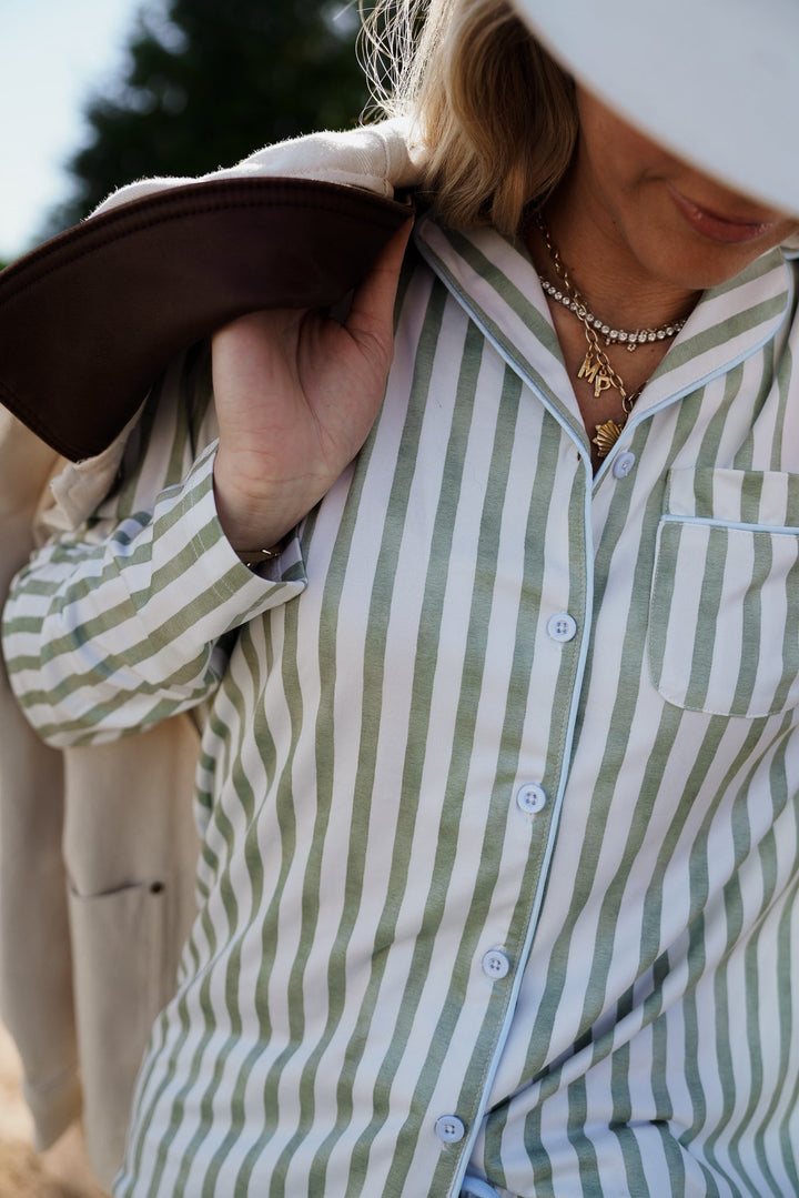 Blue Spruce Stripes - Long Pajama Set