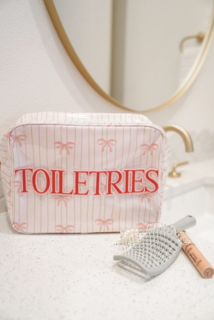 Toiletries - Pink Ribbons Clear Coat XL Bag
