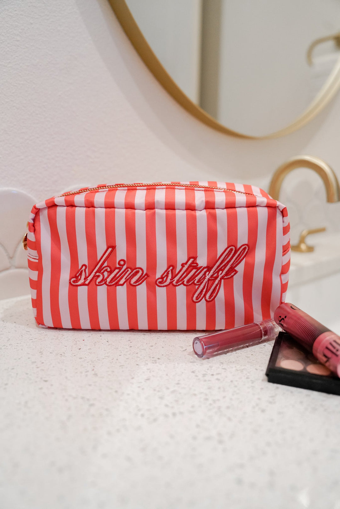 Skin Stuff - Pink & Red Stripes Large Bag
