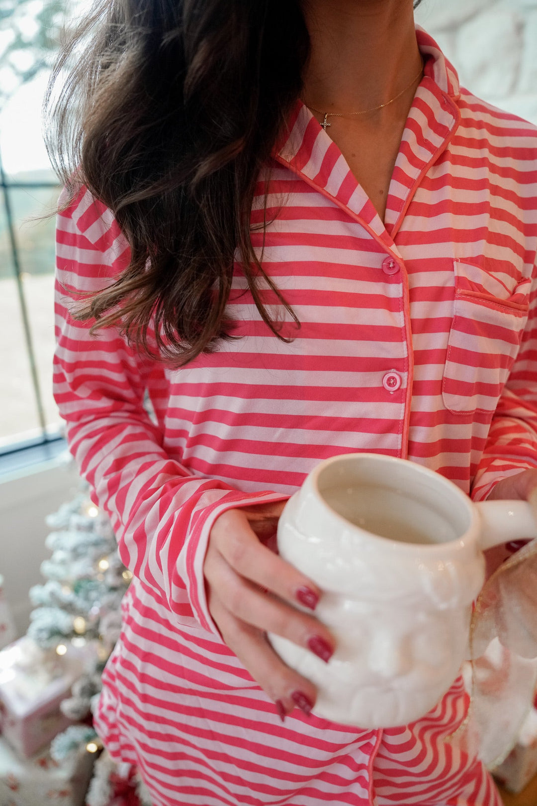 Pink & Red Stripes - Long Pajama Set