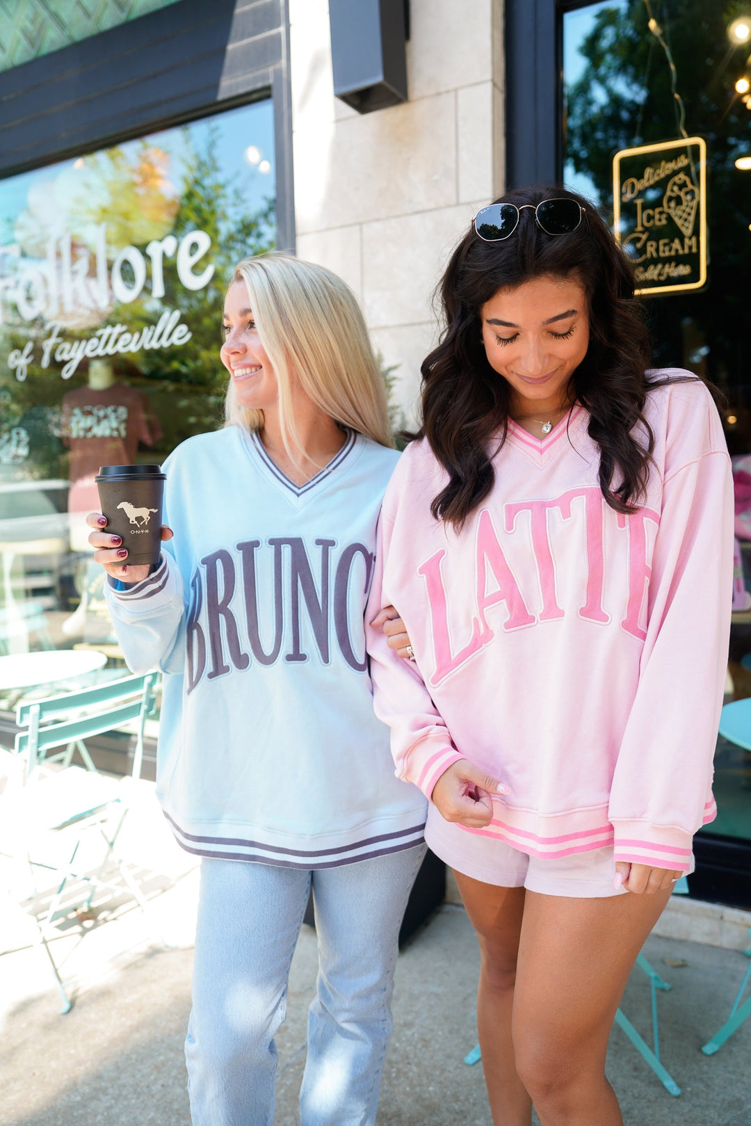 Brunch - Blue Vintage V-Neck Sweatshirt