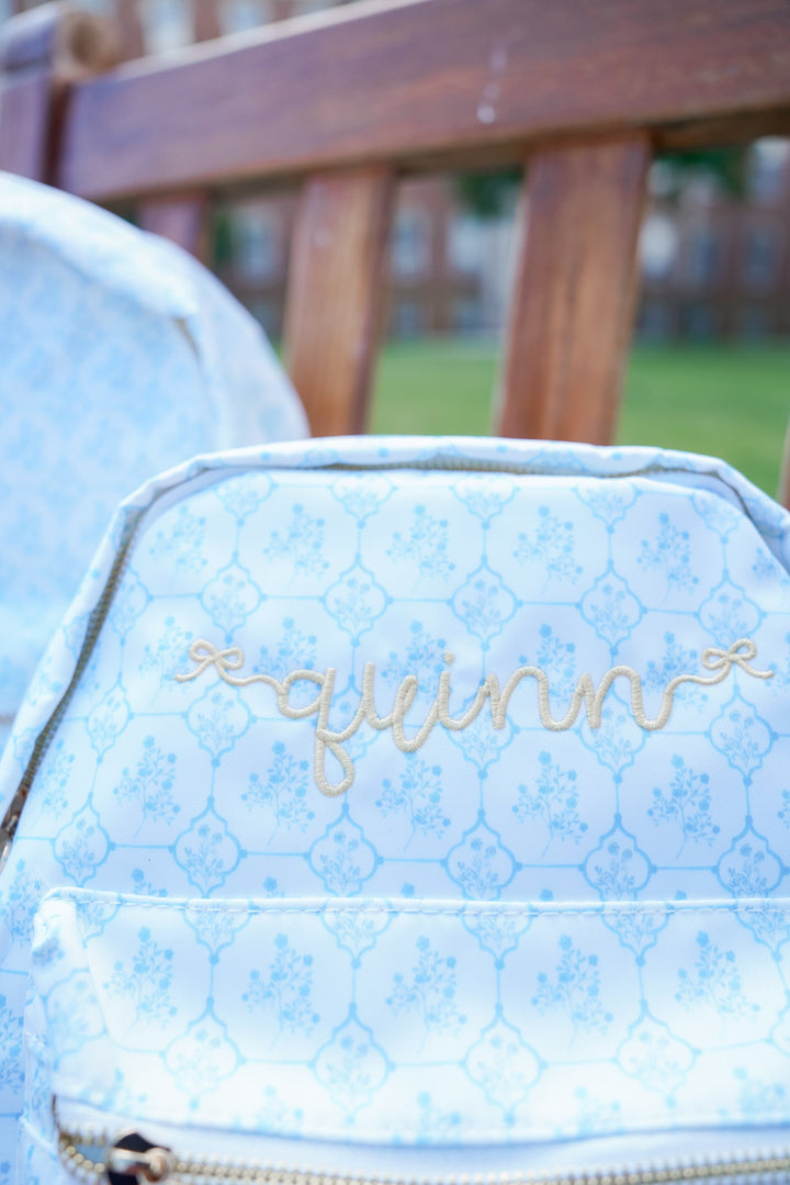 Blue Toile Backpack