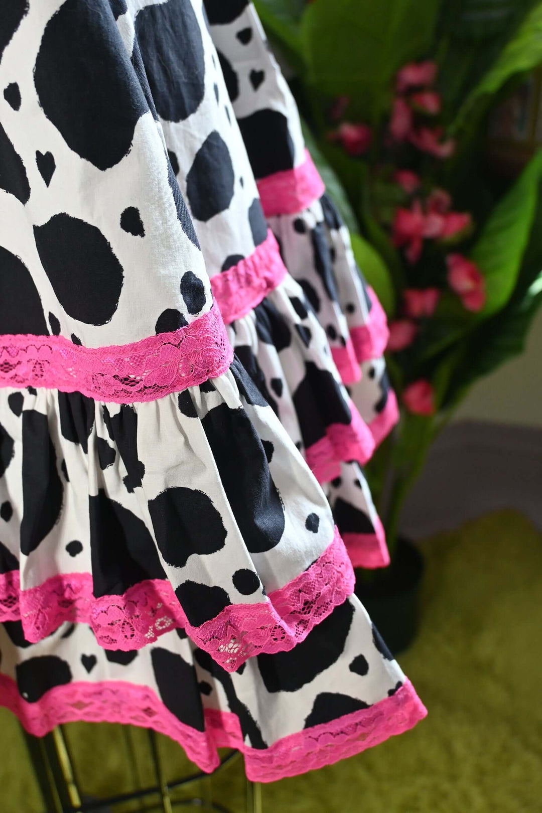 Adelaide Mini Swing dress in Bessie Moo print