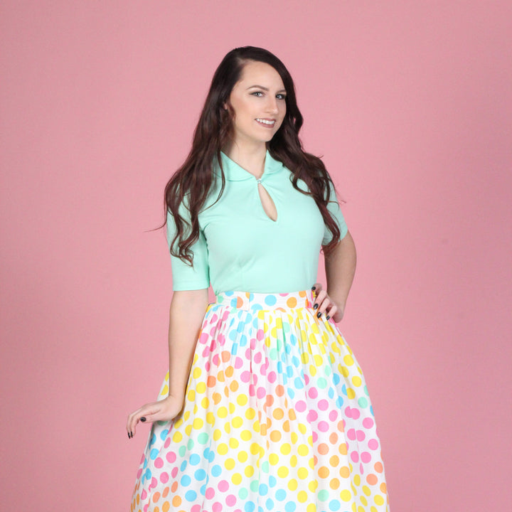 Keynote Vintage-Inspired Blouse with Peter Pan Collar