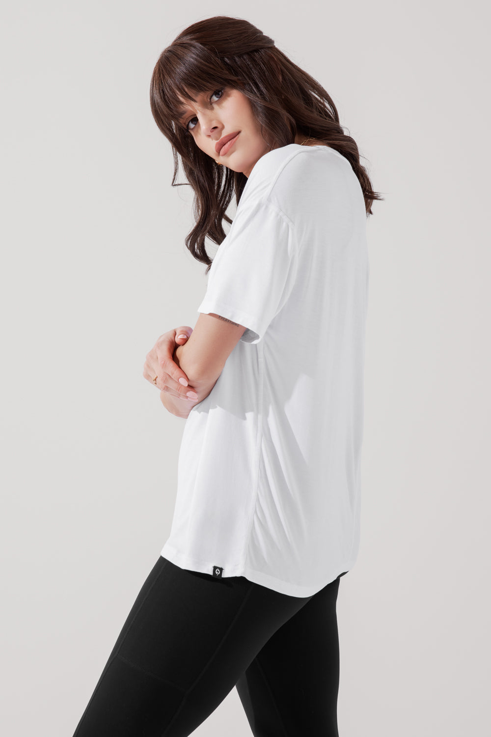 Daring Deep V Tee - White