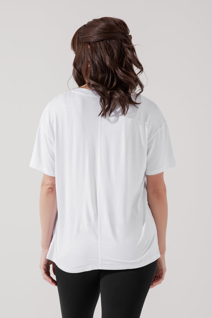 Daring Deep V Tee - White