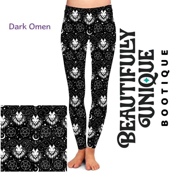 Dark Omen Leggings - High-quality Handcrafted Vibrant Satanic Witchy Black Phillip Goat 666