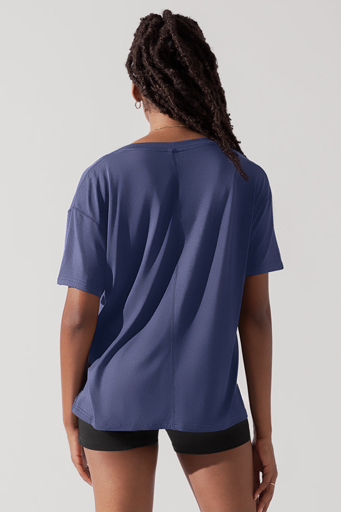 Daring Deep V Tee - Dark Navy