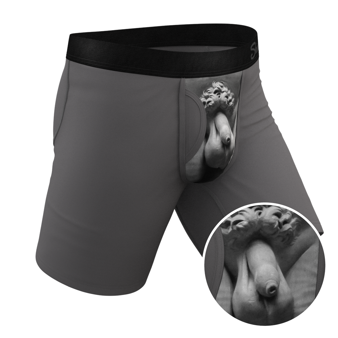 The David's Goliath | Marble Statue Long Leg Ball Hammock® Pouch Underwear With Fly