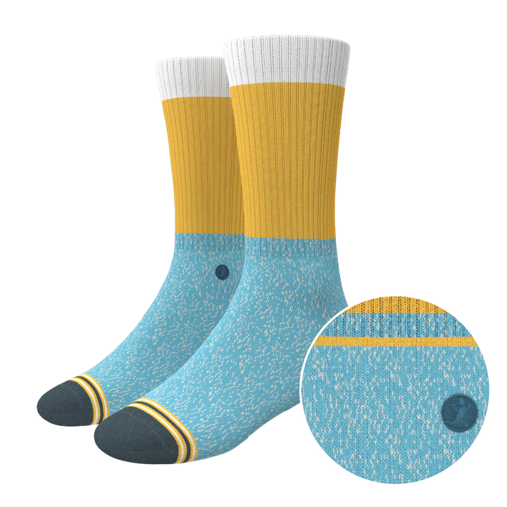 The Daybreak | Mustard and Blue Heel Hammock™ Crew Socks