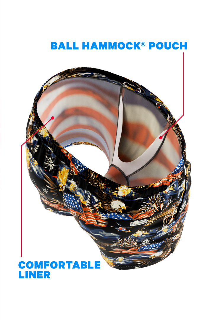 The Declaration | Americana Eagles Ball Hammock® Pouch 8" Swim Trunks
