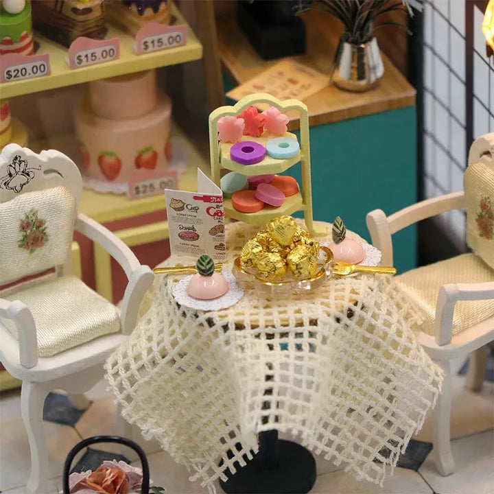 Miniature Wizardi Roombox Kit - Dessert Cafe Dollhouse Kit F07M5-32-S2201