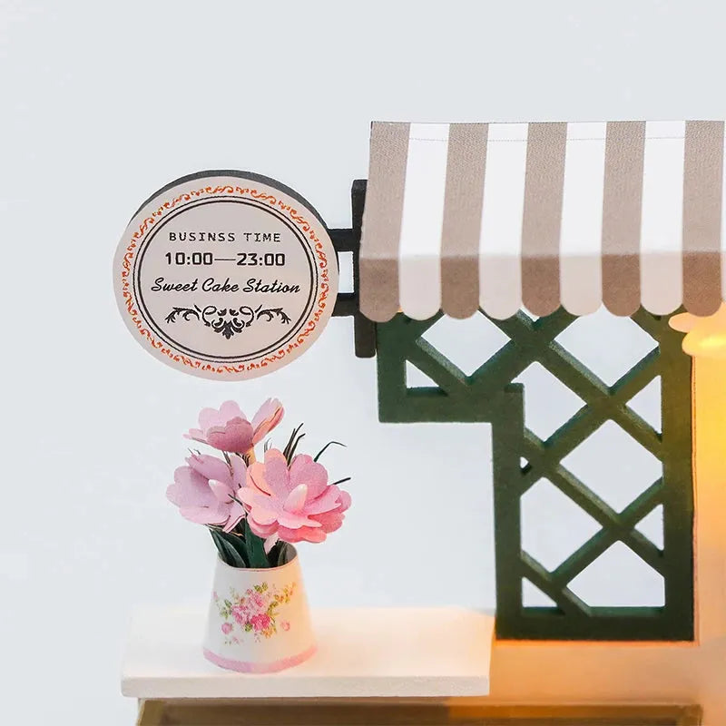 Miniature Wizardi Roombox Kit - Dessert Cafe Dollhouse Kit F07M5-32-S2201