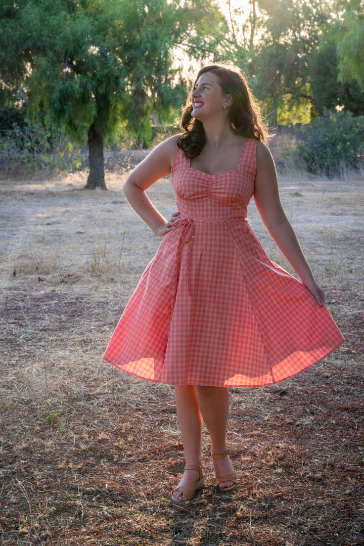 Sadie Dress - Peach Tonal Gingham *sale