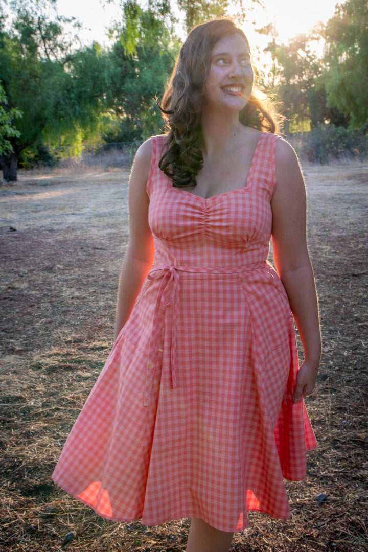 Sadie Dress - Peach Tonal Gingham *sale
