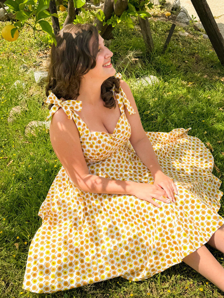 Sarah Swing Dress - Retro Daisy, Yellow *sale