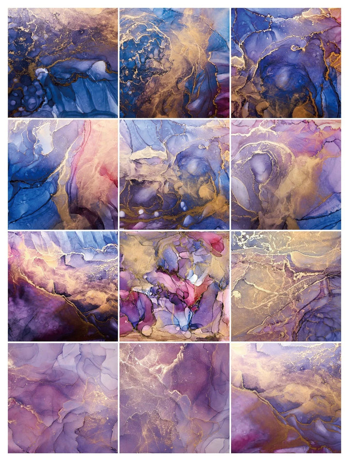 Fluid Art Scrapbook Paper Pack. 12 Sheets of 15.2x15.2cm Heavyweight Paper Pad F07M2-3 AC230310-06