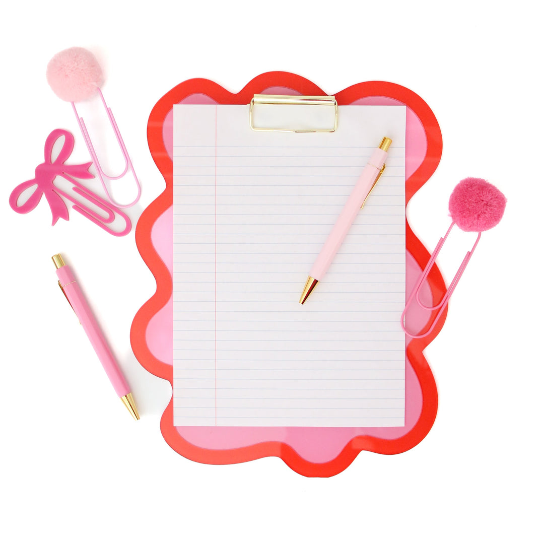 Red and pink squiggle acrylic clipboard