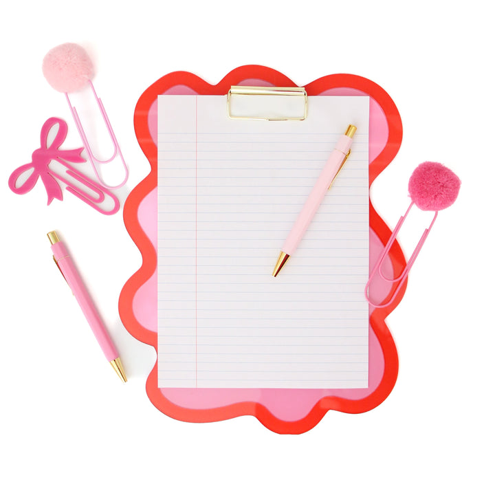 Red and pink squiggle acrylic clipboard