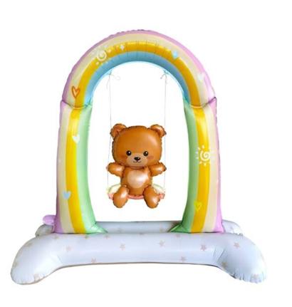 Teddy Bear on a Swing Standing Foil Balloon Decoration F07M1-11
