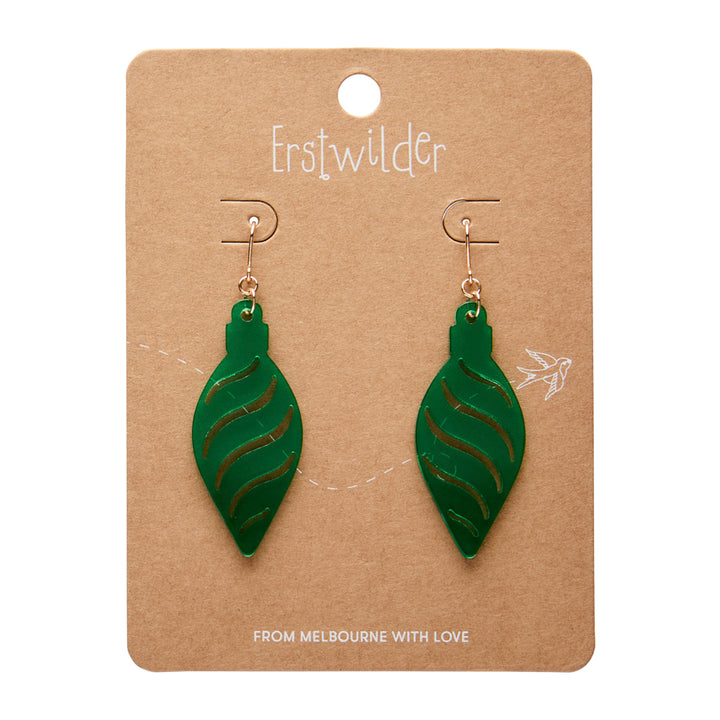 Long Bauble Drop Earrings - Green