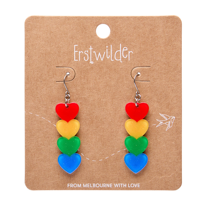 Rainbow Hearts Drop Earrings Rainbow Brite x Erstwilder