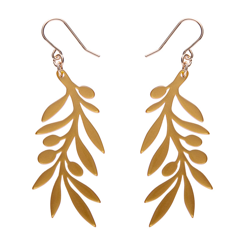 Olive Branch Drop Earrings - Gold by Erstwilder