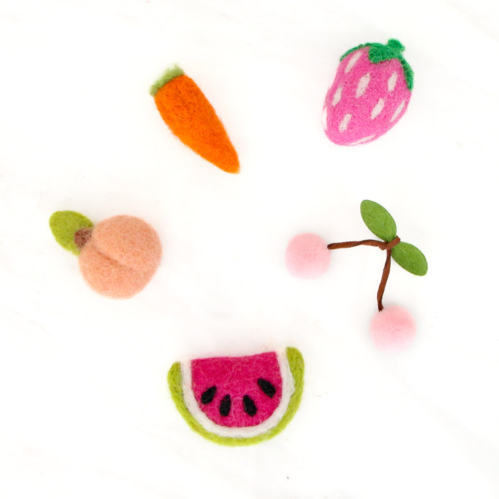 Felt fruit magnet set