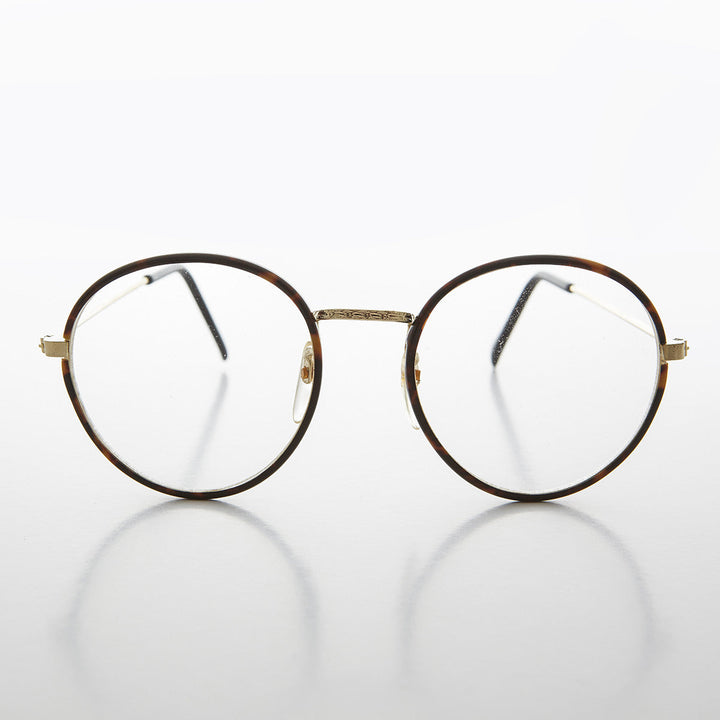 Round Preppy Polo Style Clear Lens Tortoise Vintage Glasses - Einstein
