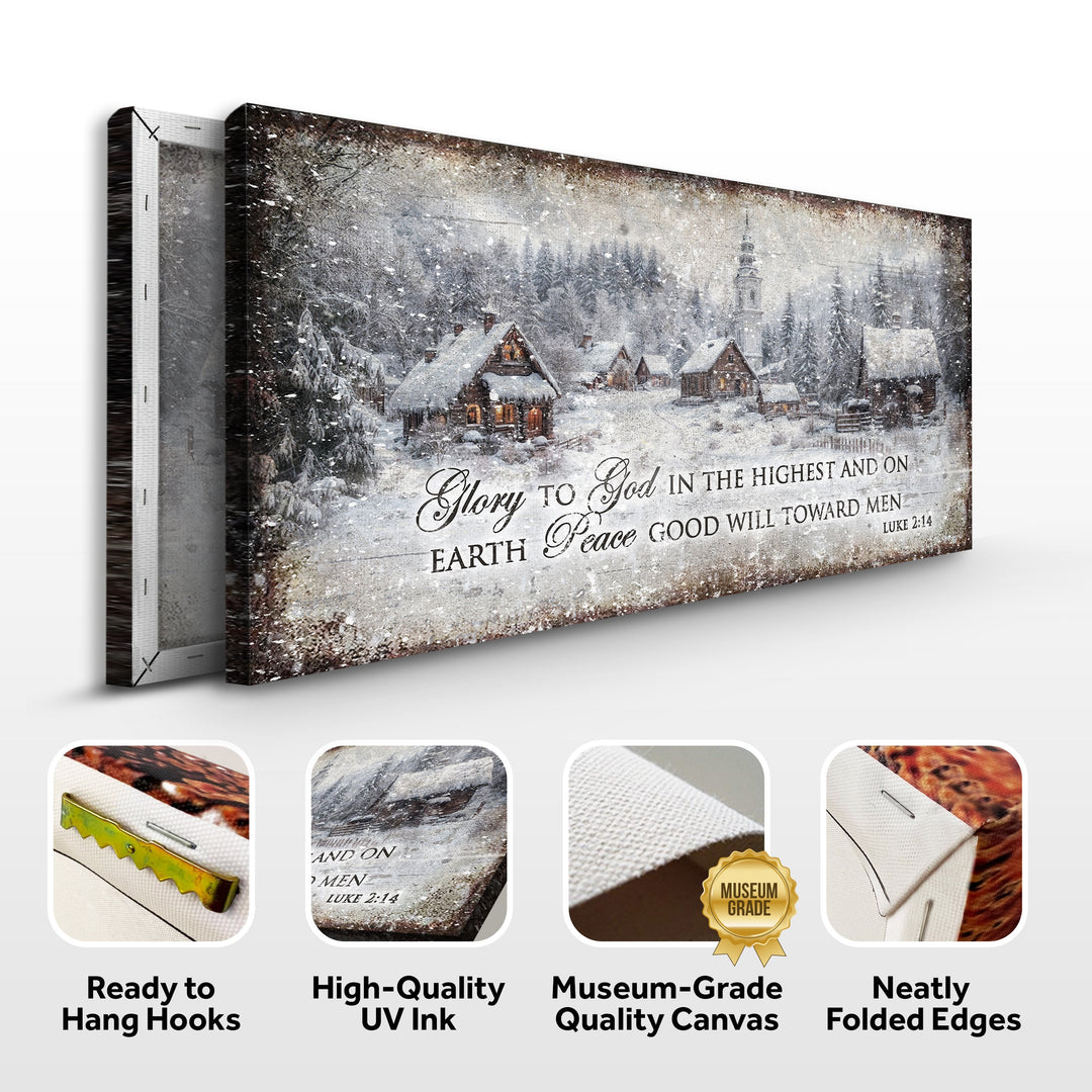 Vintage Christmas Village Luke 2:14 Scripture Sign