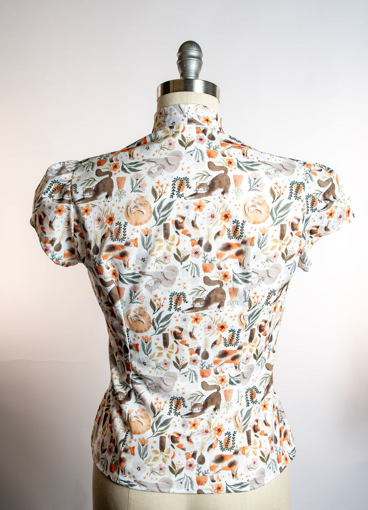 Estelle Blouse - Here Kitty Kitty, Ivory