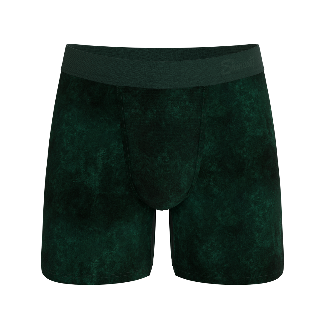 The Extravagance | Dark Green Velvet Ball Hammock Pouch® Boxer