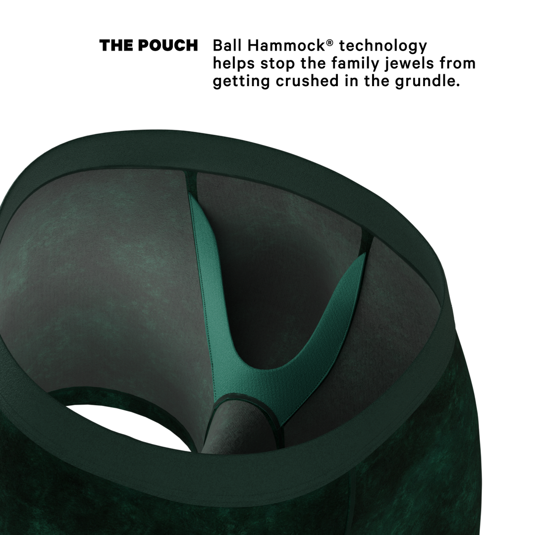 The Extravagance | Dark Green Velvet Ball Hammock Pouch® Boxer
