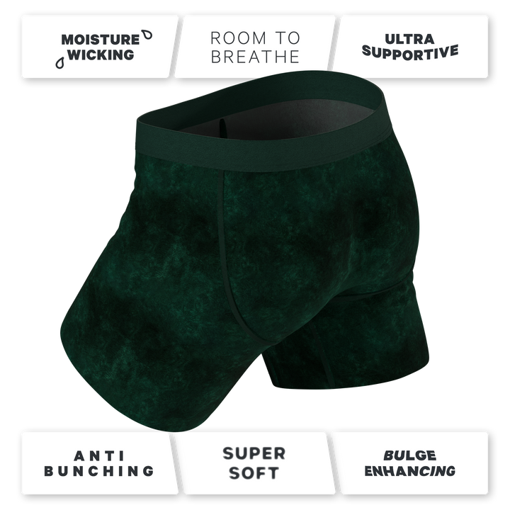 The Extravagance | Dark Green Velvet Ball Hammock Pouch® Boxer